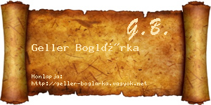 Geller Boglárka névjegykártya
